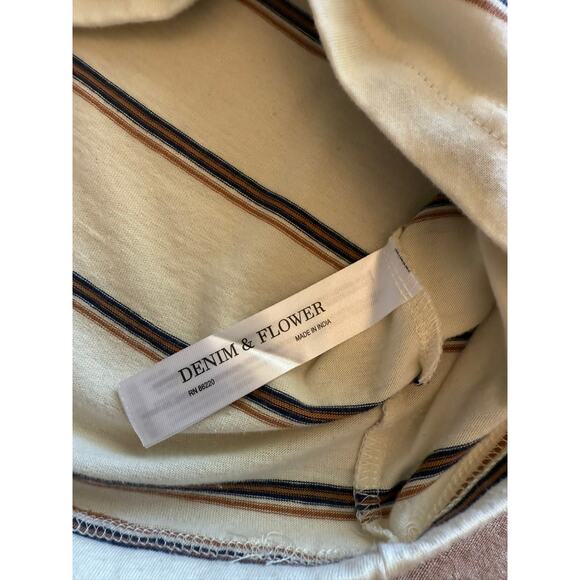 Vintage Denim & Flower Ricky Singh Cream Striped Tee Small - Picture 4 of 7